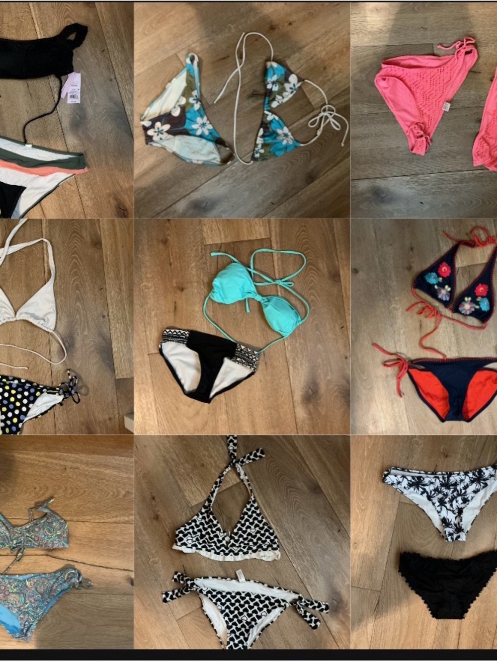 Assorted Women’s Bikini Set - Turquoise Floral Triangle Top & Black White Bottom